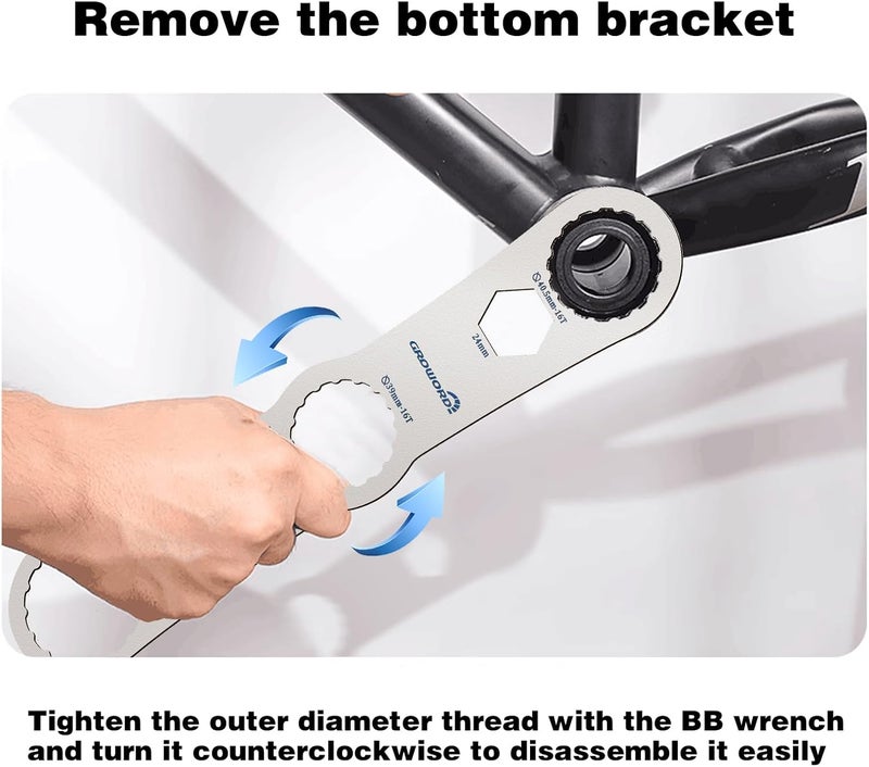 groword Multi -function Bottom Bracket Wrench，Suitable for BB wrench in 39 40.5 44mm outer diameter，16 Notch - Image 5